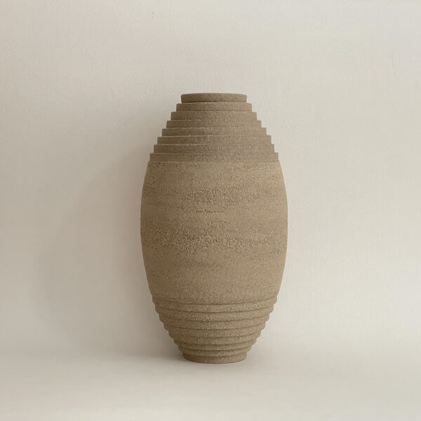 Grand vase Antipodes beige en grès roux – Laure Pollet